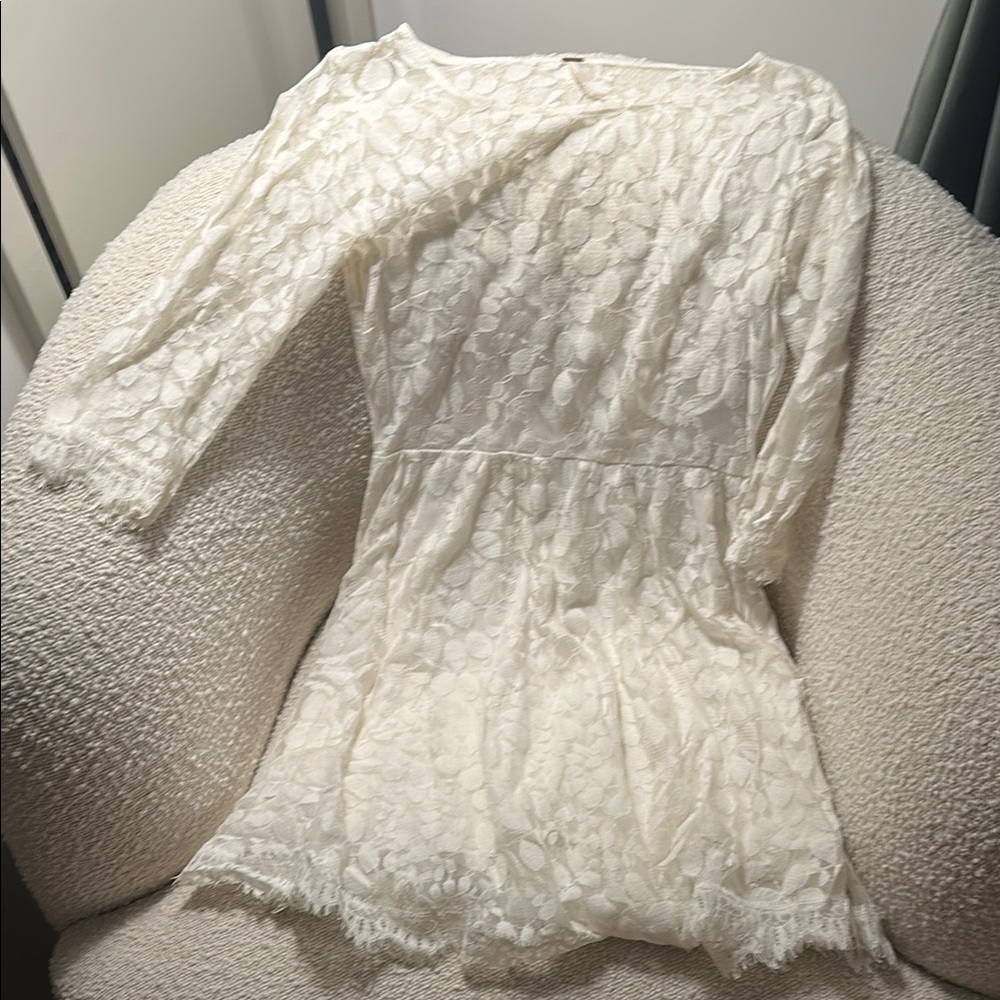 Free People White Lace Mini Dress